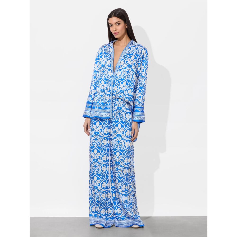 ALICE + OLIVIA Kiva Oversized Pajama Button-Up Shirt Size Small - Picture 8 of 14